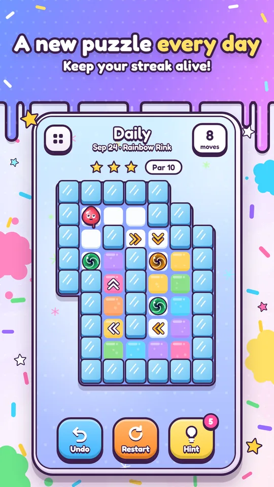 The Daily Splotch puzzle in Rainbow Rink.